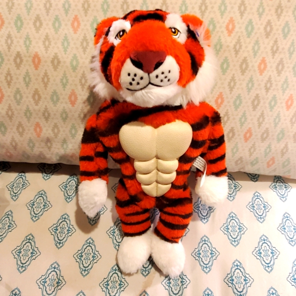 Rare vintage Dog Tiger Toy with Stripes-sqeeks and has hard plastic abs!!!